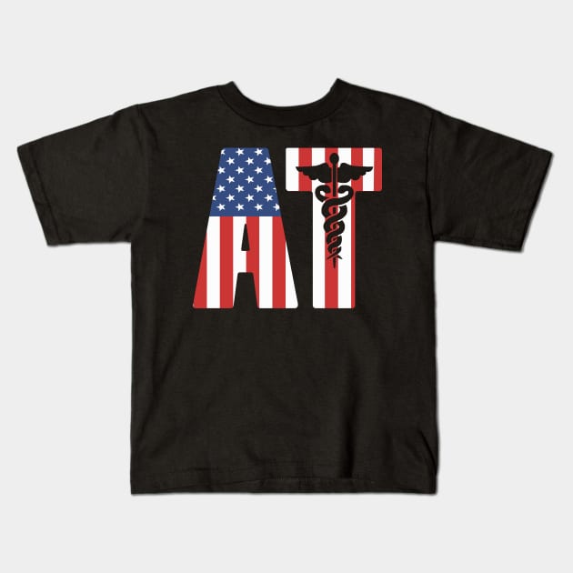 Athletic Trainer - Proud USA Flag American AT Kids T-Shirt by Shirtbubble